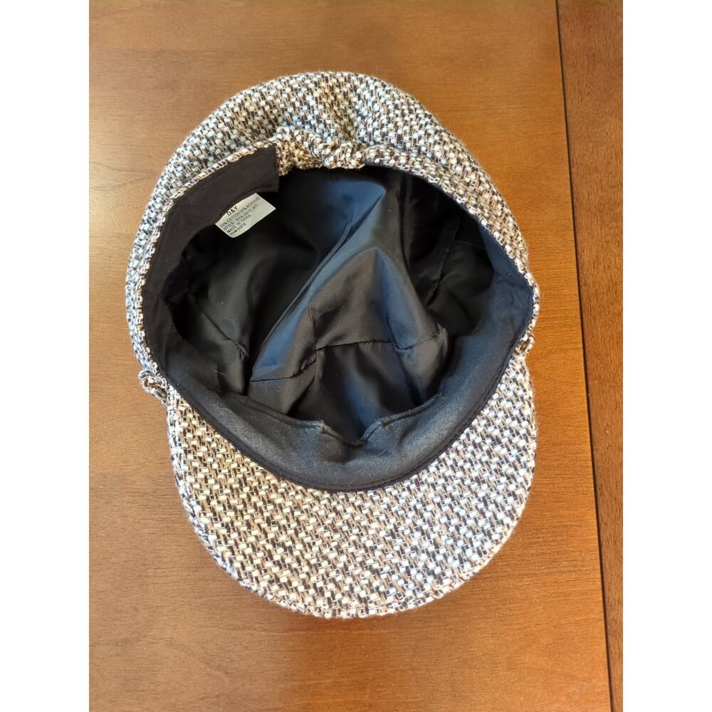 D&Y Women's Newsboy Cap One Size Cotton Blend Beige Tweed Lined Hat - Picture 7 of 9